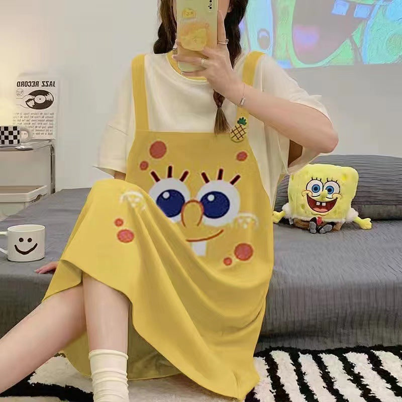 Cartoon loose short-sleeved nightgown
