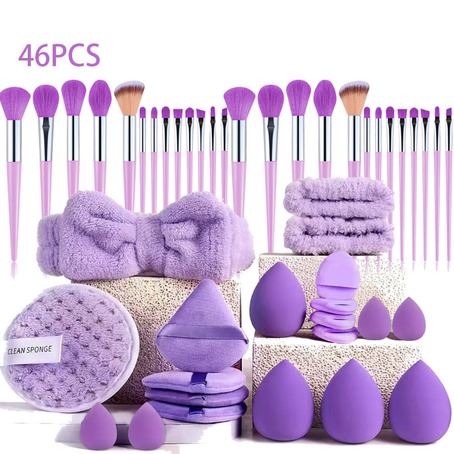 Professional Makeup Brush and Powder Puff Set 46 Pieces