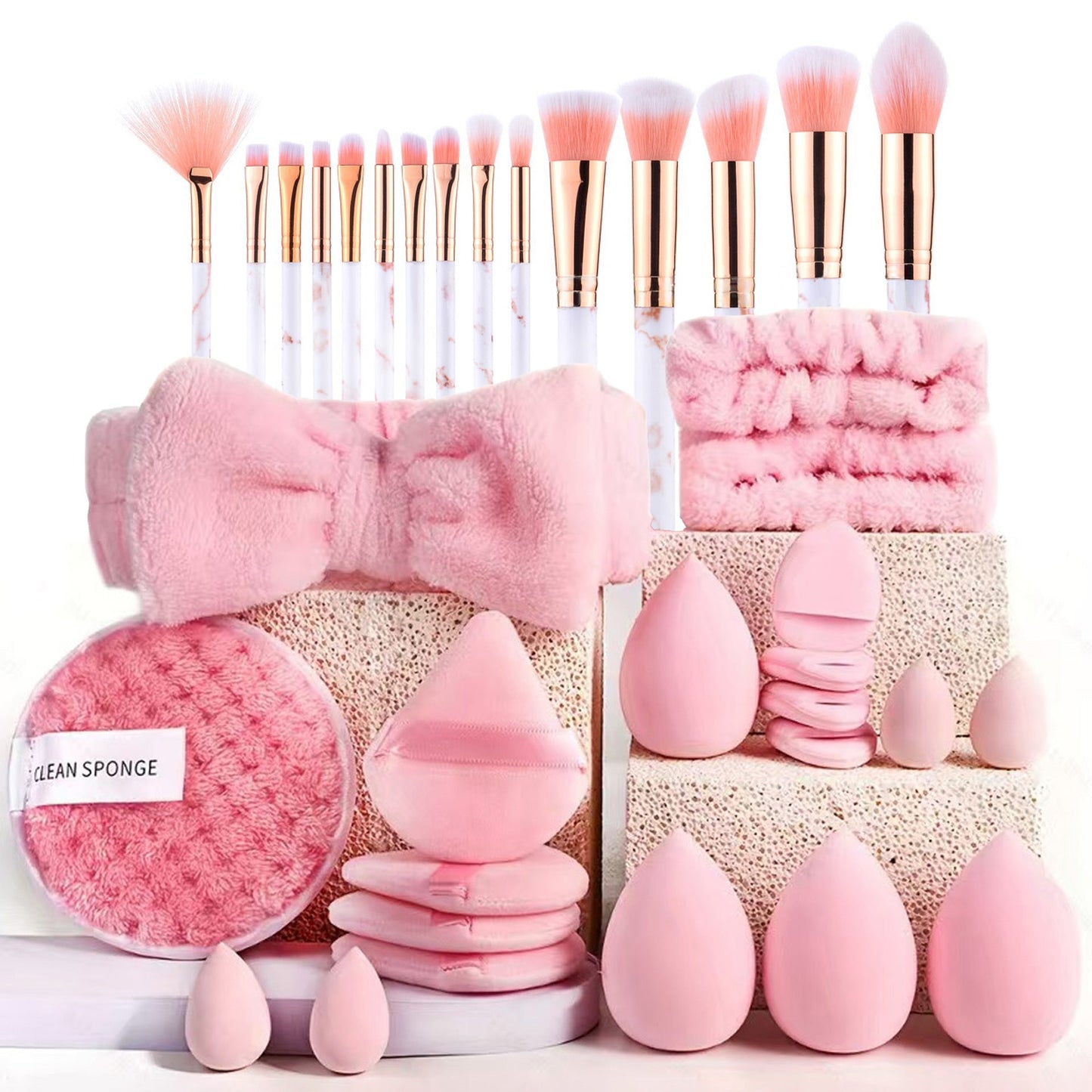 Professional Makeup Brush and Powder Puff Set 46 Pieces