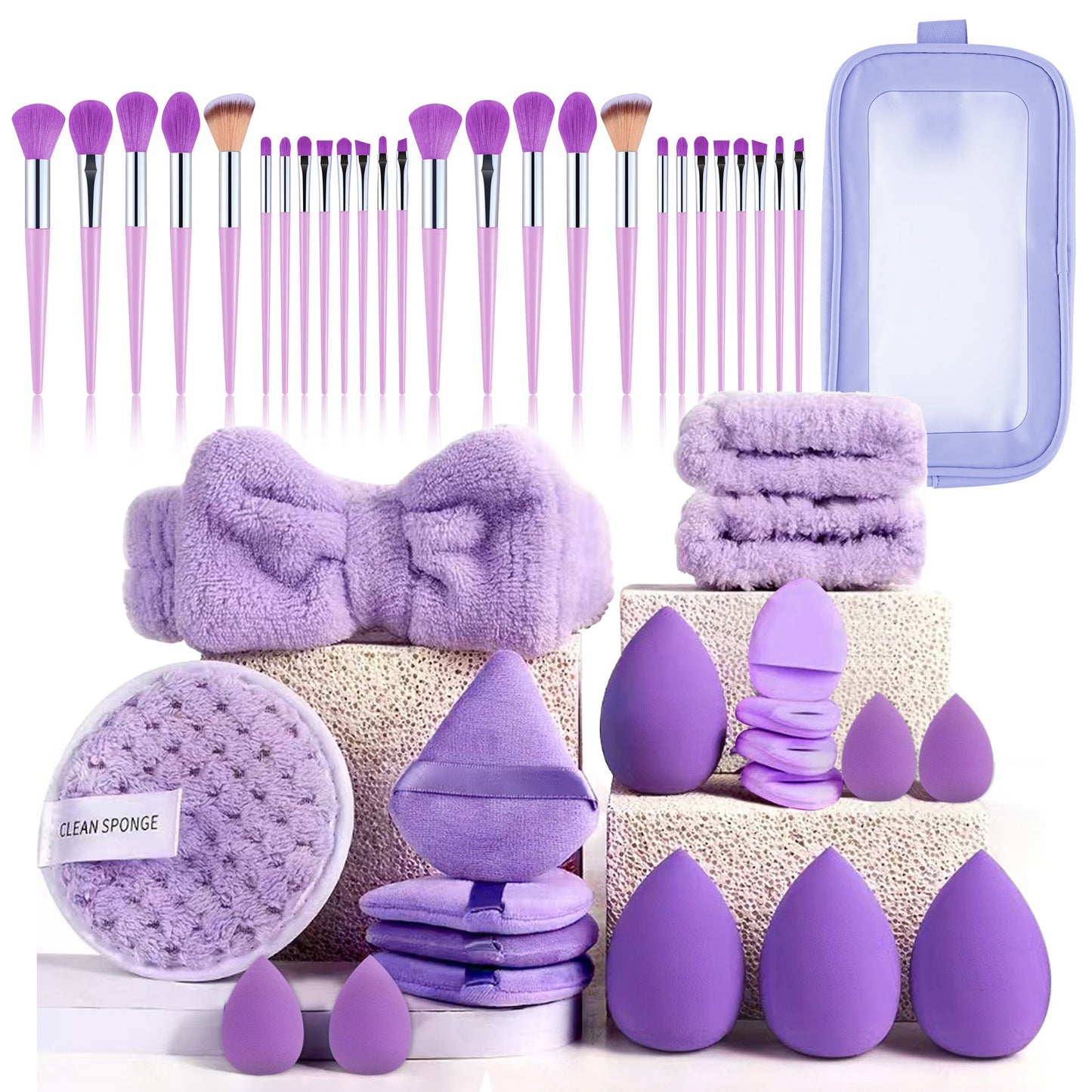 Professional Makeup Brush and Powder Puff Set 46 Pieces