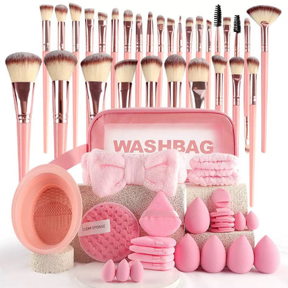 Professional Makeup Brush and Powder Puff Set 46 Pieces