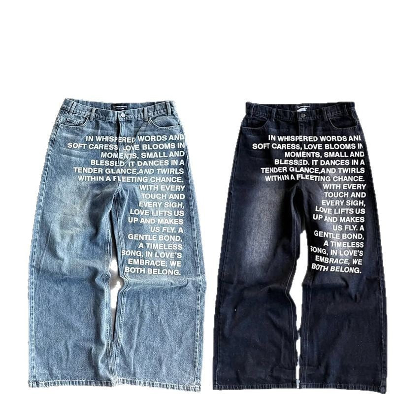 Letter Print Jeans