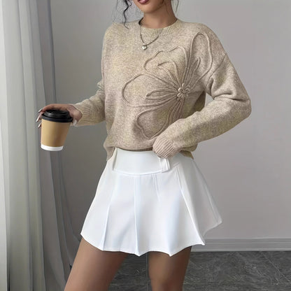 Floral Pattern Knitted Sweater