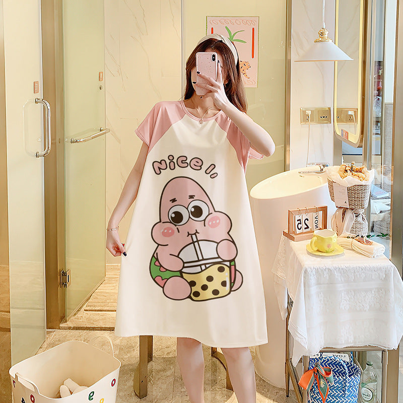 Cartoon loose short-sleeved nightgown