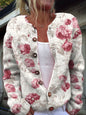 Womens Floral Print Cardigan Sweater