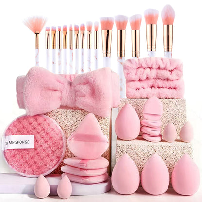 Professional Makeup Brush and Powder Puff Set 46 Pieces