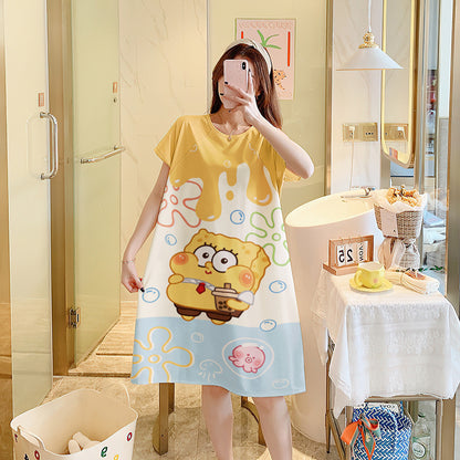 Cartoon loose short-sleeved nightgown