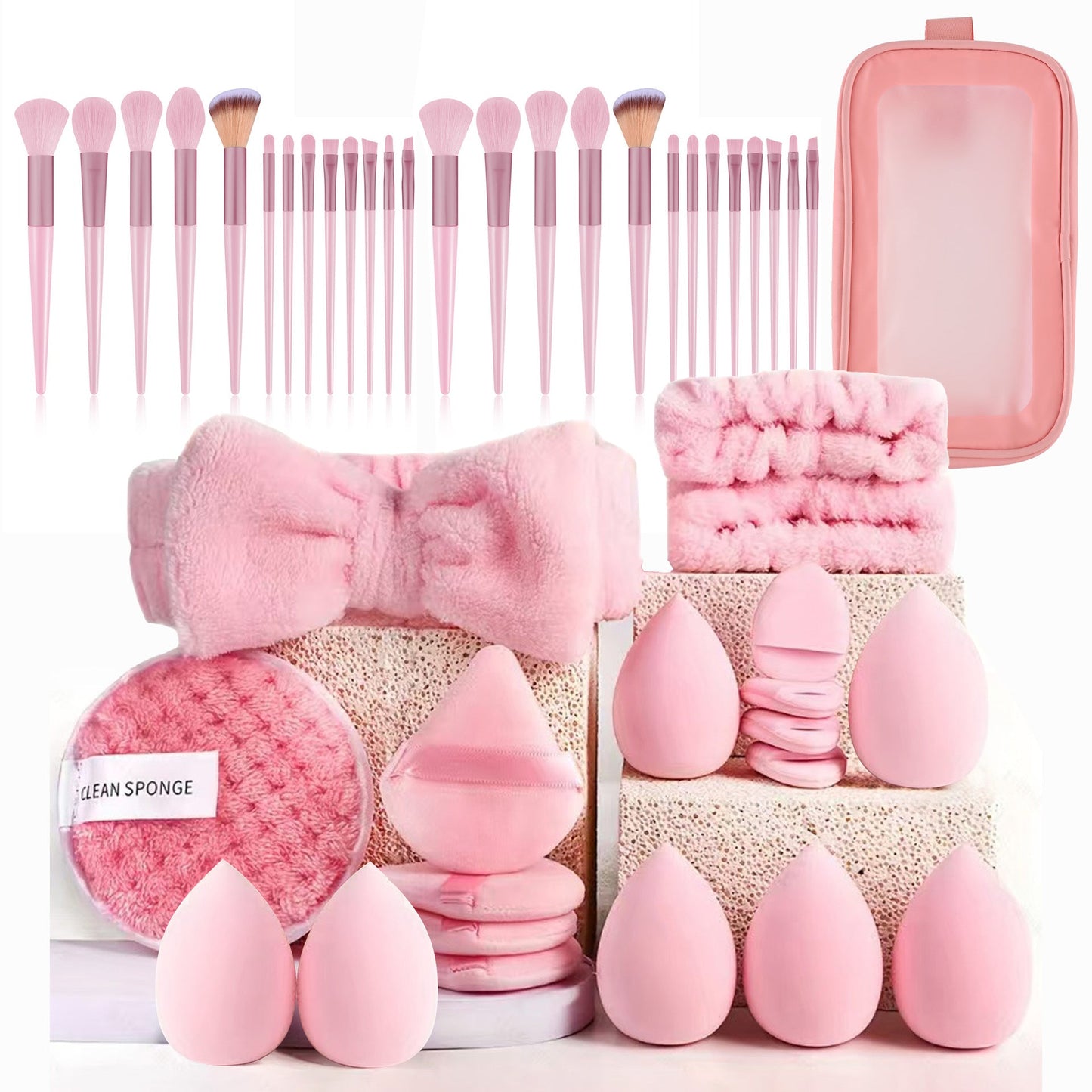 Professional Makeup Brush and Powder Puff Set 46 Pieces