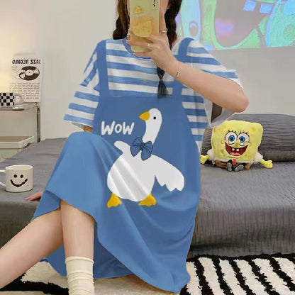 Cartoon loose short-sleeved nightgown