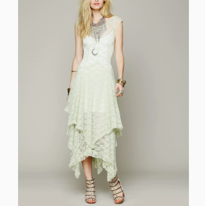 Womens Lace Dress with Irregular Hem