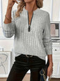 Women's Ribbed Knit Zipper Top