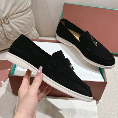 Women's Sheepskin Tassel Buckle Loafers