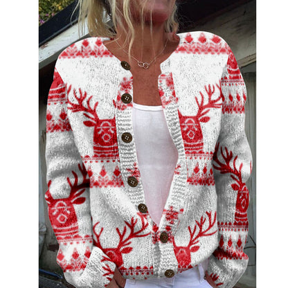 Womens Floral Print Cardigan Sweater