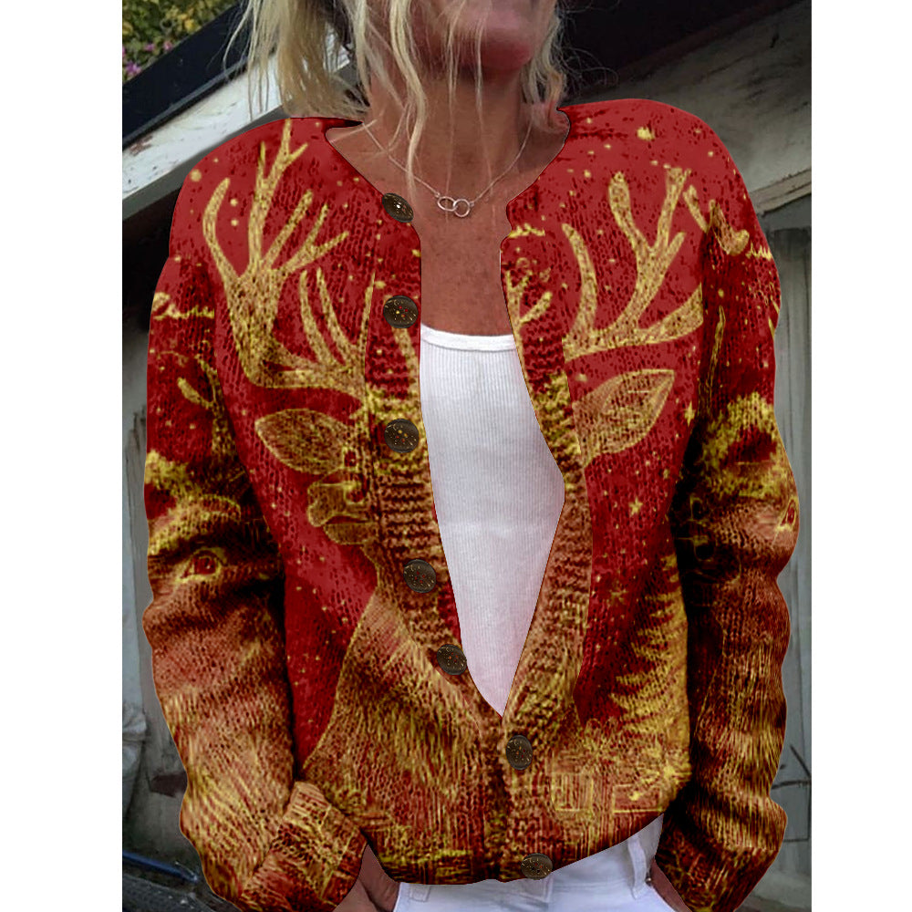 Womens Floral Print Cardigan Sweater