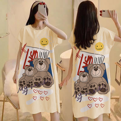 Cartoon loose short-sleeved nightgown