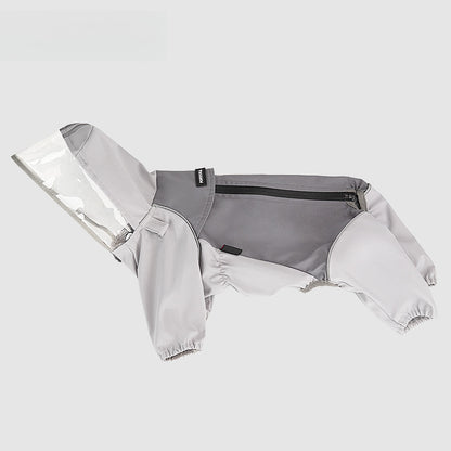 Waterproof dog raincoat with four feet