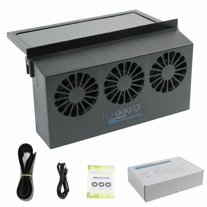 Solar-powered car cooling exhaust fan