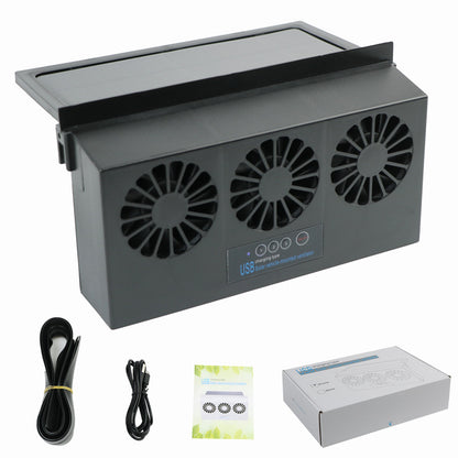 Solar-powered car cooling exhaust fan