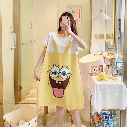 Cartoon loose short-sleeved nightgown