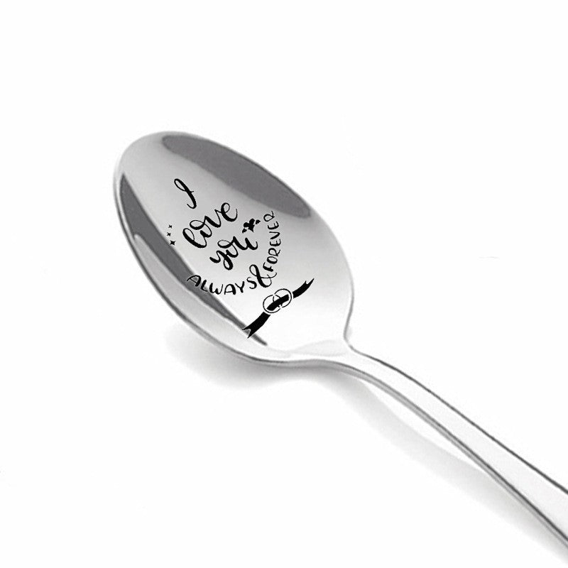 Stainless steel long-handled soup spoon
