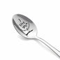 Stainless steel long-handled soup spoon