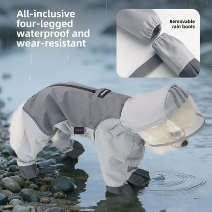 Waterproof dog raincoat with four feet
