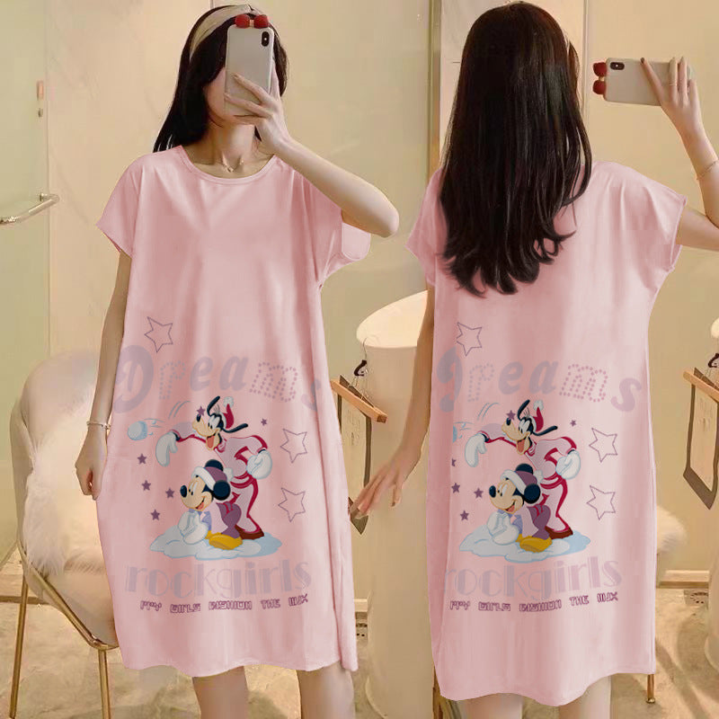 Cartoon loose short-sleeved nightgown