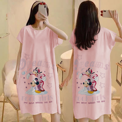 Cartoon loose short-sleeved nightgown