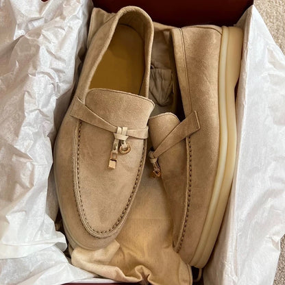 Women's Sheepskin Tassel Buckle Loafers