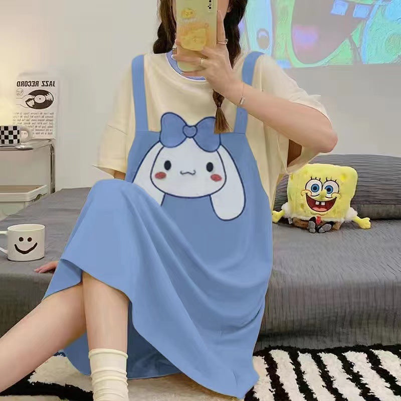 Cartoon loose short-sleeved nightgown