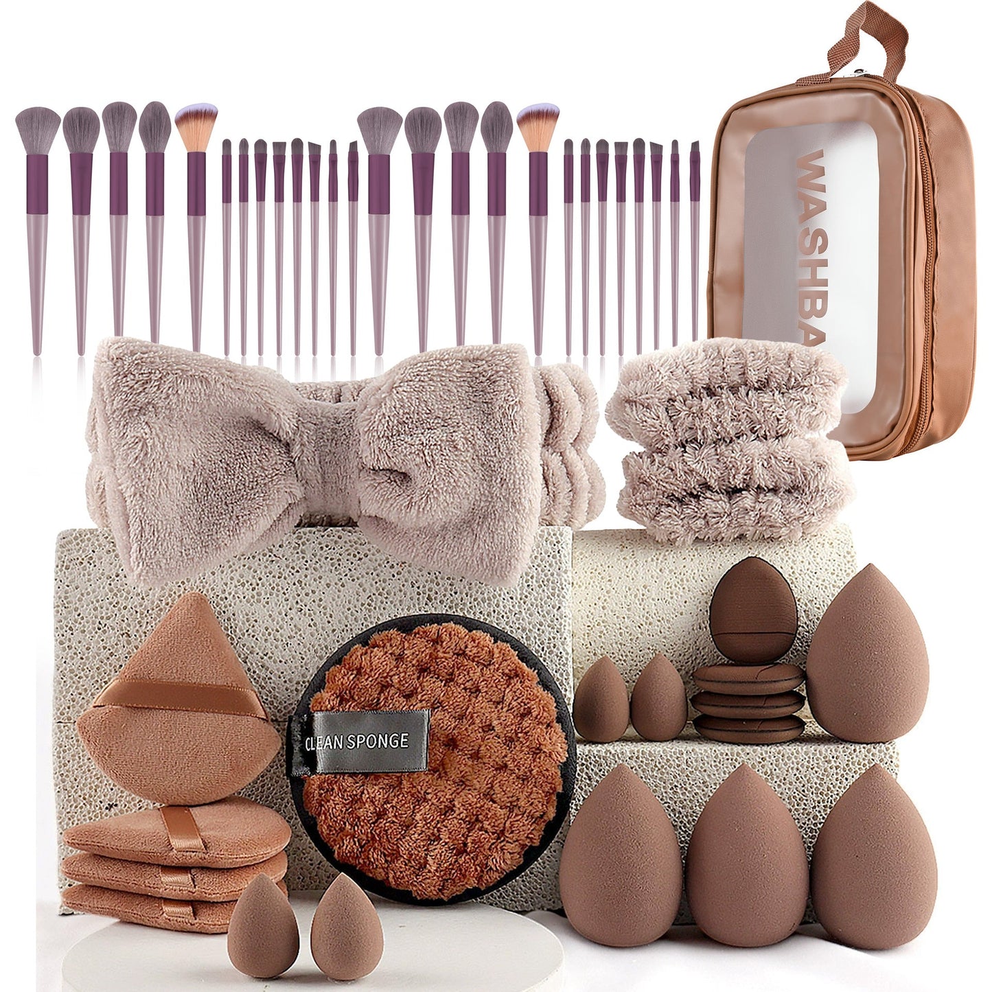 Professional Makeup Brush and Powder Puff Set 46 Pieces