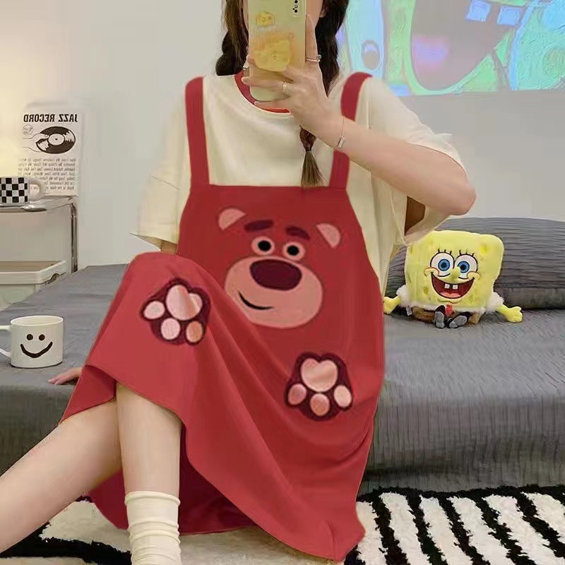 Cartoon loose short-sleeved nightgown
