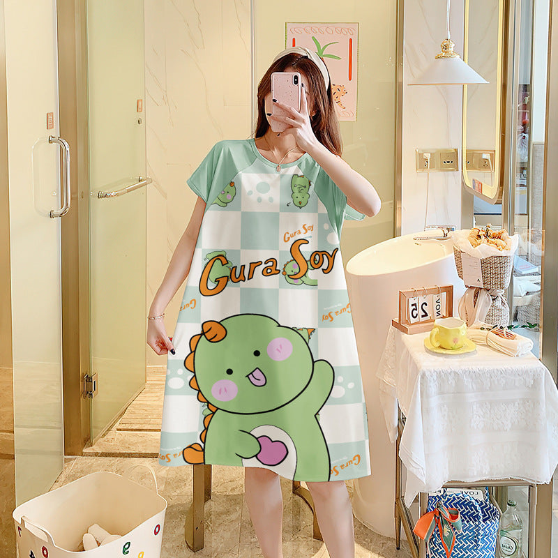 Cartoon loose short-sleeved nightgown