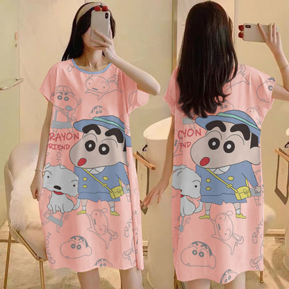Cartoon loose short-sleeved nightgown