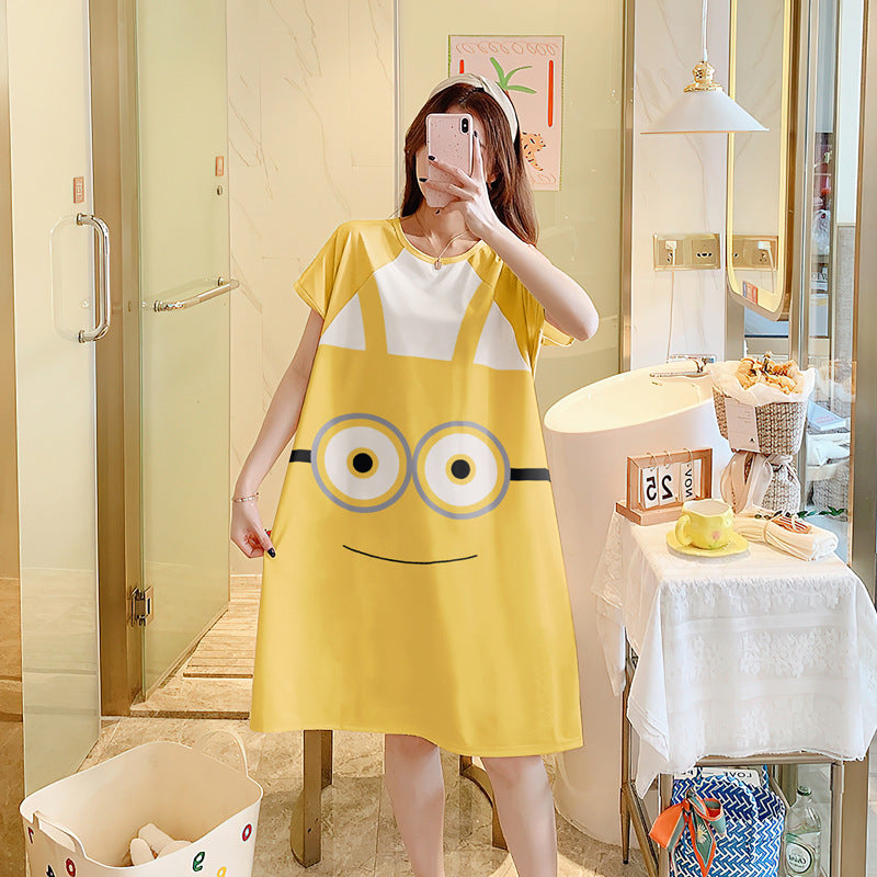 Cartoon loose short-sleeved nightgown