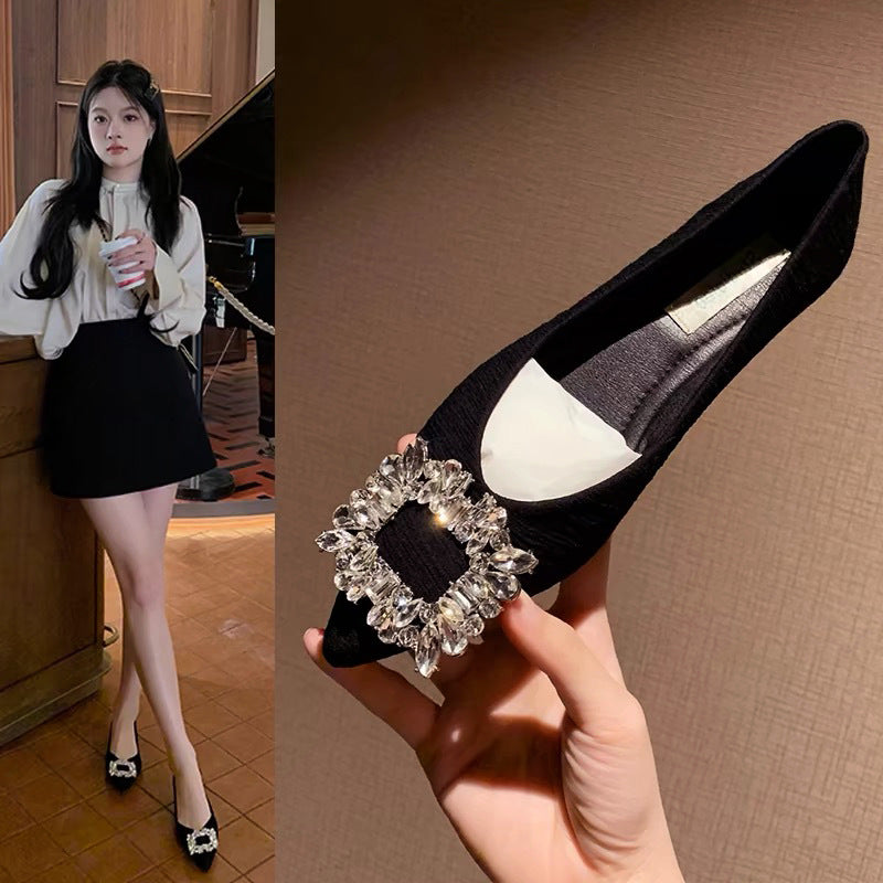 Women's Square Buckle Pointed Flat Shoes