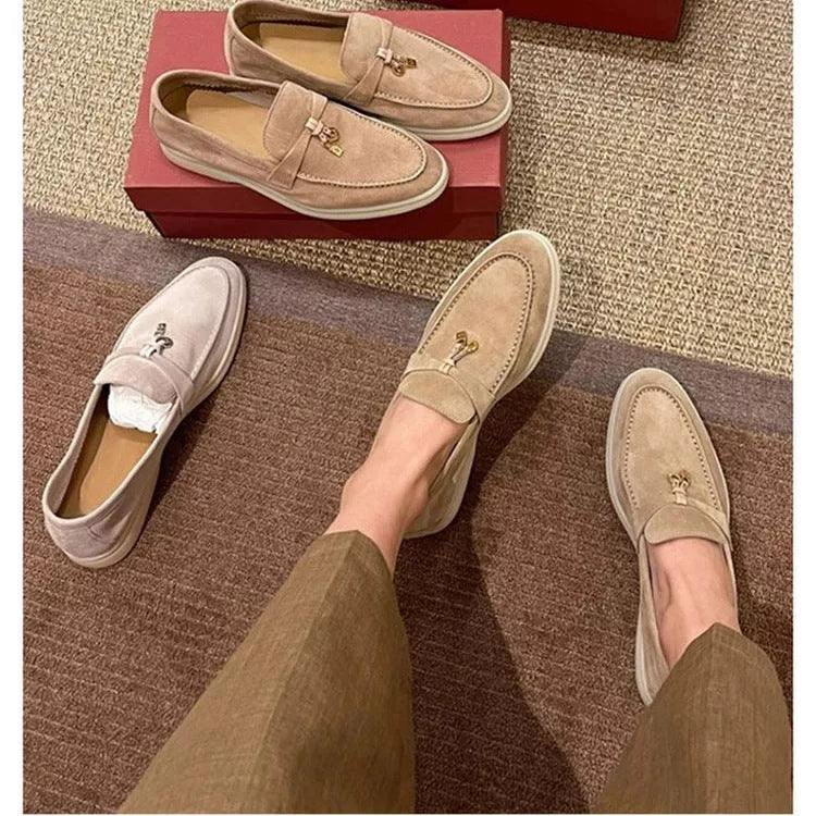 Women's Sheepskin Tassel Buckle Loafers