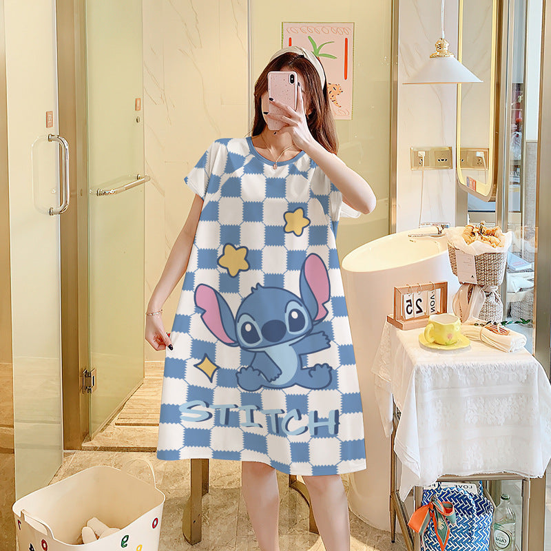 Cartoon loose short-sleeved nightgown