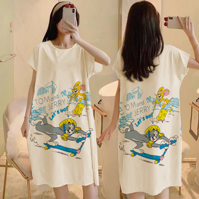 Cartoon loose short-sleeved nightgown