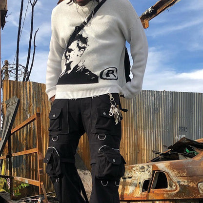 Knitted round neck sweater