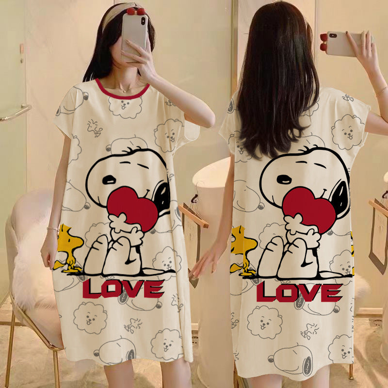 Cartoon loose short-sleeved nightgown