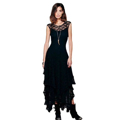 Womens Lace Dress with Irregular Hem