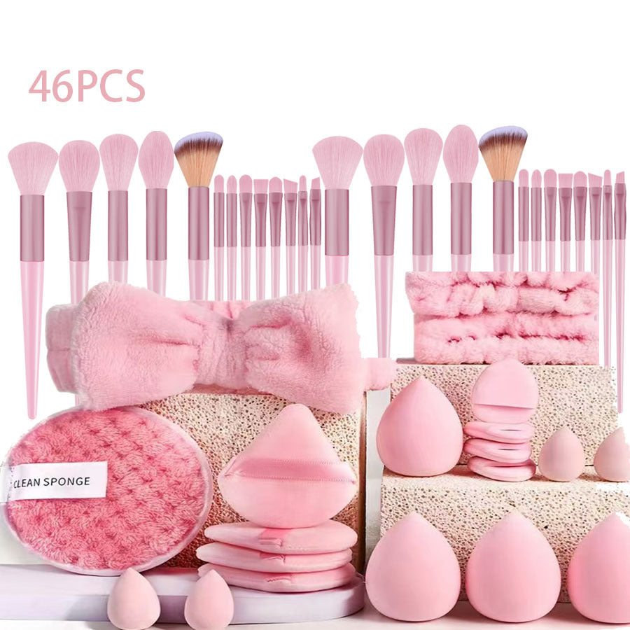 Professional Makeup Brush and Powder Puff Set 46 Pieces