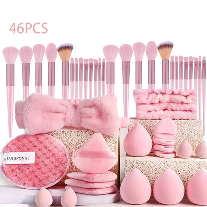 Professional Makeup Brush and Powder Puff Set 46 Pieces