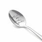 Stainless steel long-handled soup spoon