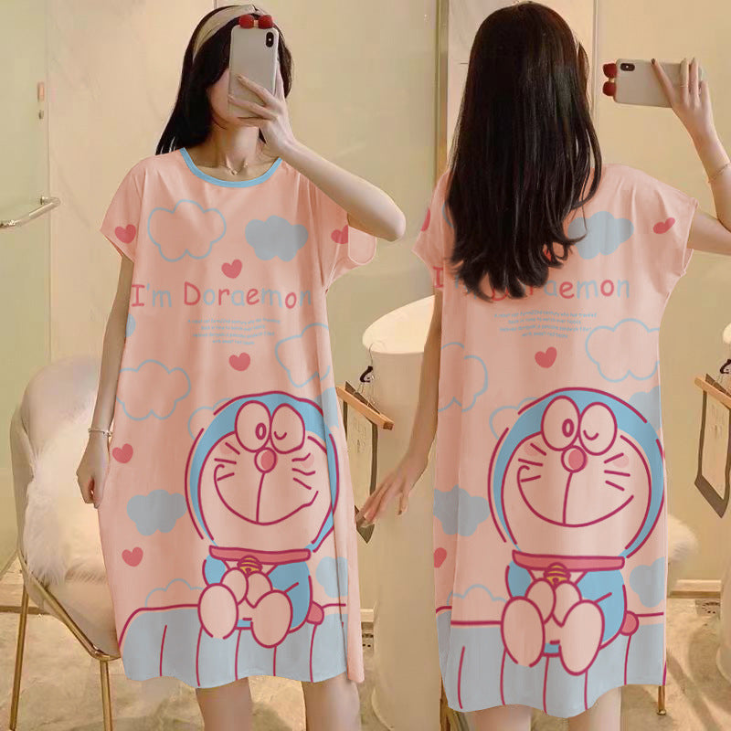 Cartoon loose short-sleeved nightgown