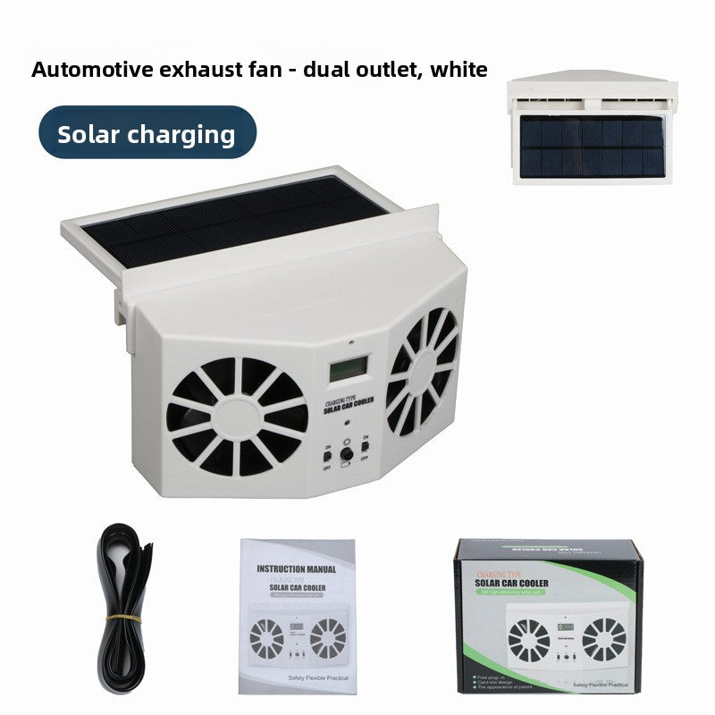 Solar-powered car cooling exhaust fan