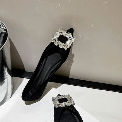Women's Square Buckle Pointed Flat Shoes