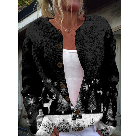 Womens Floral Print Cardigan Sweater
