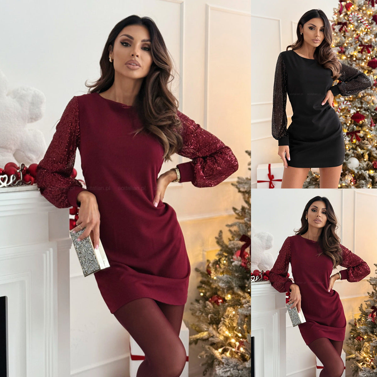 Round-neck plaid dress